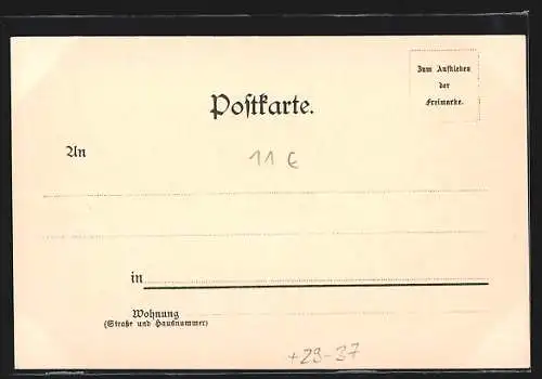 Lithographie München, Totalansicht mit Wappen