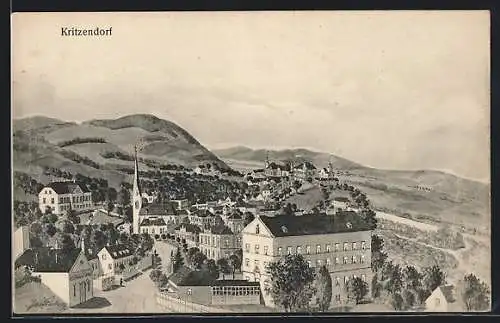 AK Kritzendorf, Blick auf Ort und Kirche