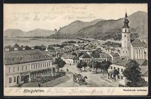 AK Königstetten, Ortspartie mit Gasthaus und Kirche