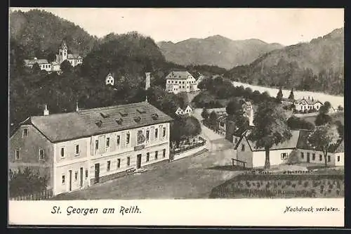 AK St. Georgen am Reith, Ortspartie aus der Vogelschau