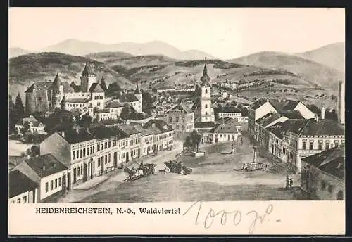 AK Heidenreichstein / Waldviertel, Ortsansicht mit Marktplatz aus der Vogelschau