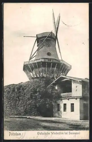 AK Potsdam, Historische Windmühle bei Sanssouci