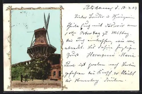 AK Potsdam, Spaziergänge vor der historischen Mühle