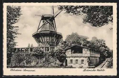 AK Potsdam-Sanssouci, Historische Mühle nebst Haus