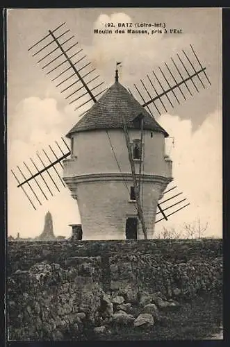 AK Batz, Moulin des Masses, pris a l`Est, Windmühle mit Ruinen