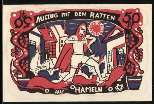 Notgeld Hameln 1922, 50 Pfennig, Rattenfänger