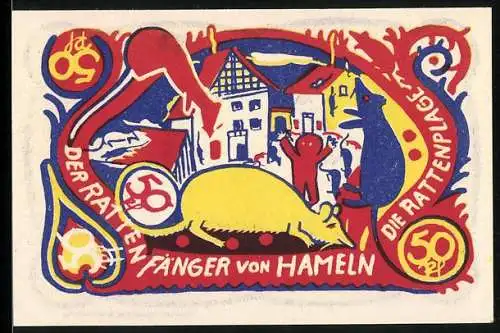 Notgeld Hameln 1922, 50 Pfennig, Rattenfänger