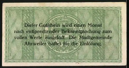 Notgeld Ahrweiler 1918, 25 Pfennig, Wappen