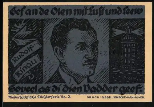 Notgeld Hannover 1922, 10 Mark, Rudolf Kinau