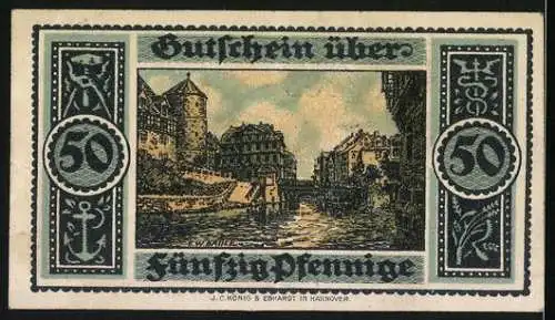 Notgeld Hannover 1921, 50 Pfennig, Leinepartie