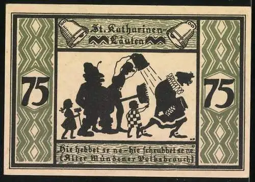 Notgeld Hann. Münden, 75 Pfennig, Rathaus, St. Katharinen-Läuten
