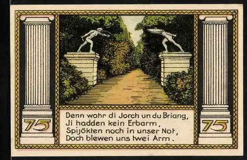 Notgeld Putbus /Rügen 1922, 75 Pfennig, Parkpartie