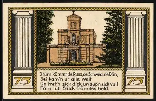 Notgeld Putbus /Rügen 1922, 75 Pfennig, Kirche