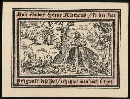 Notgeld Pritzwalk 1922, 50 Pfennig, Räuber Heine Klemens