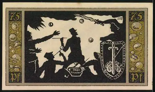Notgeld Przyschetz /Oberschl. 1921, 75 Pfennig, Wappen, Fabrik