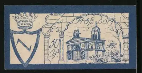 Notgeld Prössdorf 1922, 50 Pfennig, Wappen, Kirche
