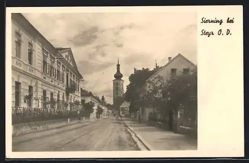 AK Sierning bei Steyr, Ortsansicht mit Kirche