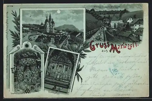 Lithographie Mariazell, Gnadenmutter, Gnadenaltar, Heiligenbrunn
