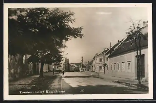 AK Trautmannsdorf /Leitha, Hauptstrasse mit Säule