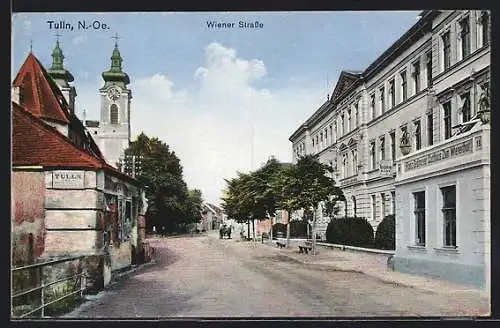 AK Tulln, Wiener Strasse mit Gasthaus Zum Wienerthor, Inh. Franz Sedlmeyer