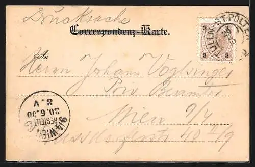 AK Tulln, Hauptplatz mit Radfahrer