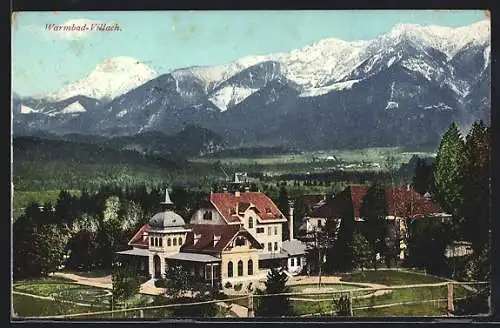 AK Villach, Teilansicht mit Bergpanorama