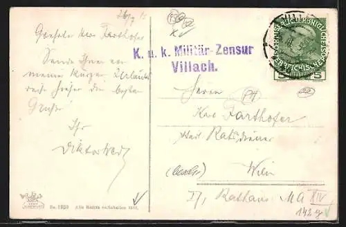 AK Villach, Teilansicht mit Bergpanorama