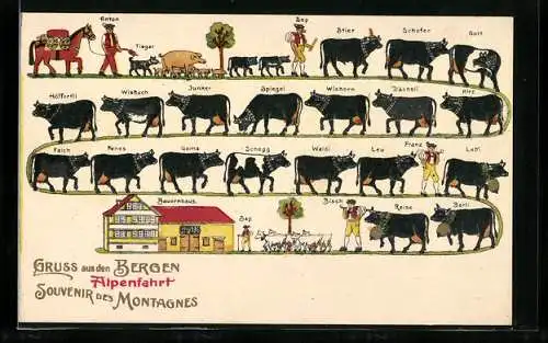 AK Abfahrt von Kühen von der Alm