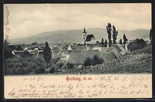 AK Tulbing, Ortsansicht m. Kirche