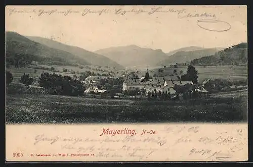 AK Mayerling, Ortsansicht mit Kirche