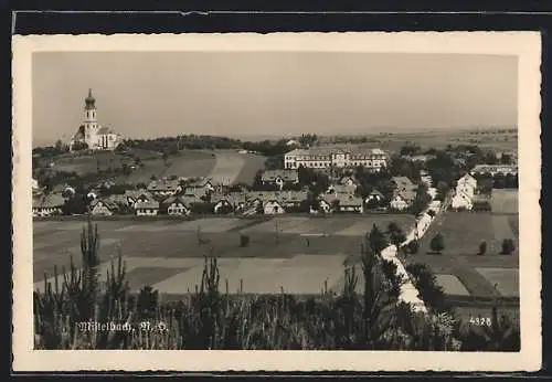 AK Mistelbach, Ortsansicht mit Kirche