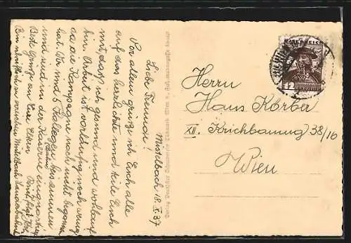 AK Mistelbach, Ortsansicht mit Kirche