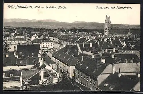 AK Wr.-Neustadt, Panorama mit Pfarrkirche