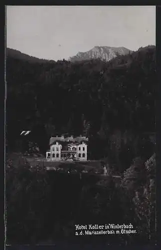 AK Winterbach a. d. Mariazellerbahn, Hotel Koller mit Ötscher