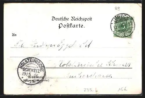 Lithographie Lübeck, Schiffer-Gesellschaft, Innen- und Aussenansicht