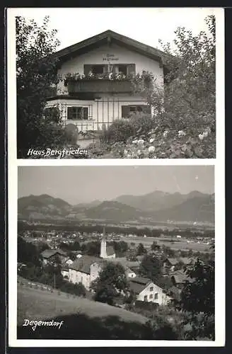 AK Degerndorf / Inn, Hotel-Pension Haus Bergfrieden, Ortsansicht