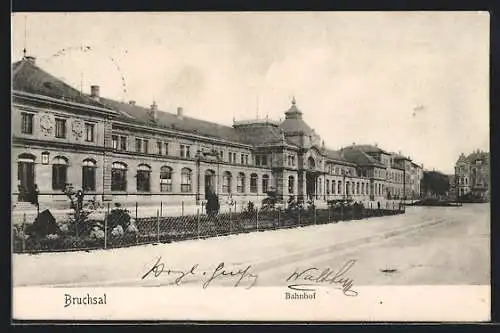 AK Bruchsal, Bahnhof und Hotel Keller