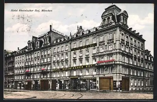 AK München, Hotel Rheinischer Hof, Bahnhofsplatz