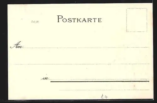 Lithographie Stolzenfels, Ortsansicht mit Capellen, Stadtwappen