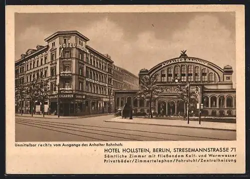 AK Berlin-Kreuzberg, Hotel Hollstein, Stresemannstrasse 71 direkt am Anhalter Bahnhof
