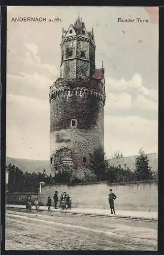 AK Andernach, Blick zum runden Turm