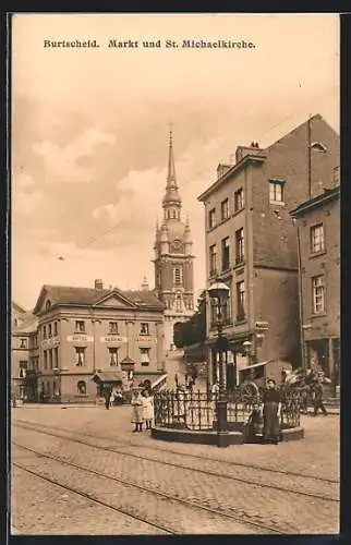 AK Burtscheid, Markt und St. Michaelkirche mit Hotel Neubad