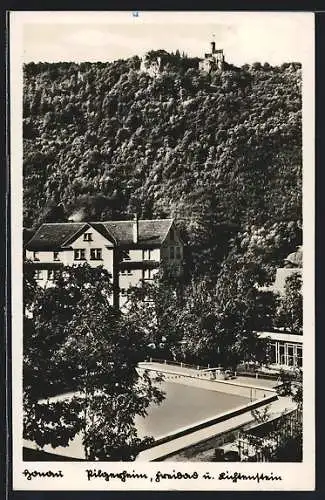 AK Honau / Württ., Pilgerheim, Freibad und Lichtenstein