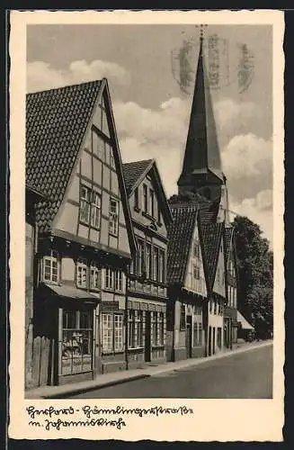 AK Herford, Hämelingerstrasse mit Johanniskirche