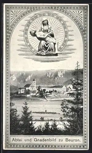 AK Beuron, Gesamtansicht der Abtei und Gnadenbild