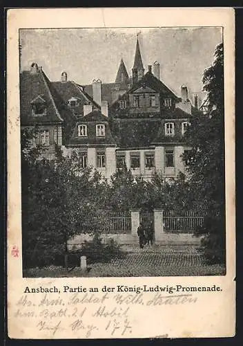 AK Ansbach / Mfr., Partie an der König-Ludwig-Promenade