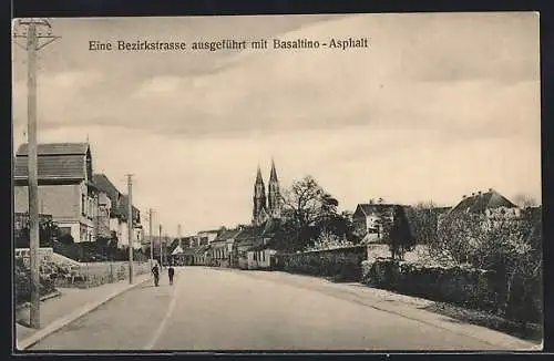 AK Wien, Reklame d. The Neuchâtel Asphalte Company, Giselastrasse 6, Bezirksstrasse ausgeführt mit Basaltino-Asphalt