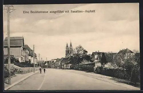 AK Wien, Reklame d. The Neuchâtel Asphalte Company, Giselastrasse 6, Bezirksstrasse ausgeführt mit Basaltino-Asphalt