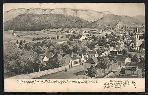 AK Winzendorf a. d. Schneebergbahn, Ortsansicht gegen die Hohe Wand