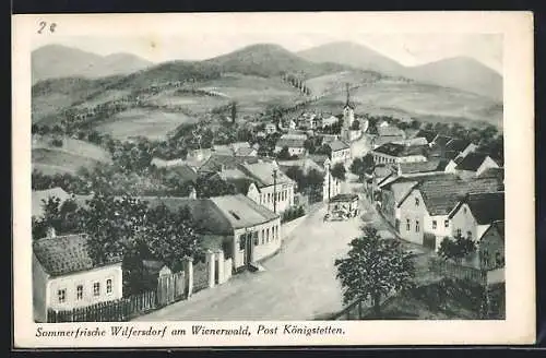 AK Wilfersdorf am Wienerwald, Ortsansicht über die Hauptstrasse